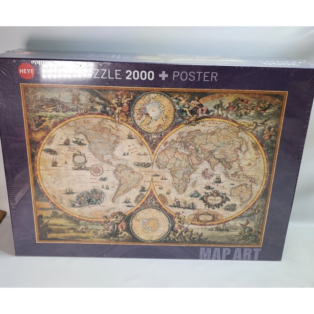 New Heye Puzzle 29666 Rajko Zigic Gift Vintage World Map Art 2000 Pieces Poster